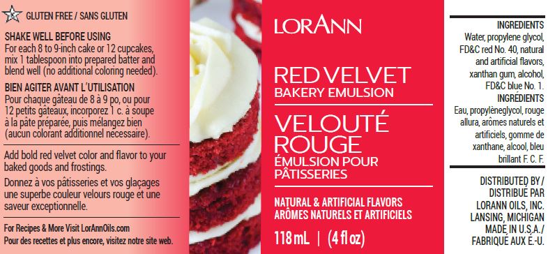 Lorann Emulsion Red Velvet 118 Ml - CreaTuSabor