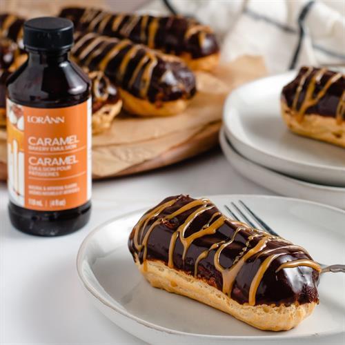 Chocolate Eclairs with Caramel Cream Filling