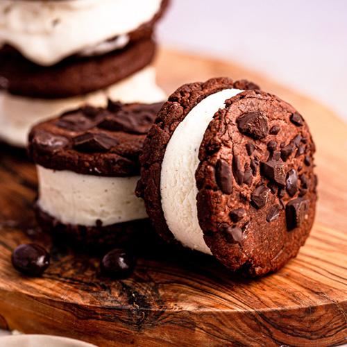 Chocolate Coffee Cookie & Browned Butter Ice Cream Sandwiches