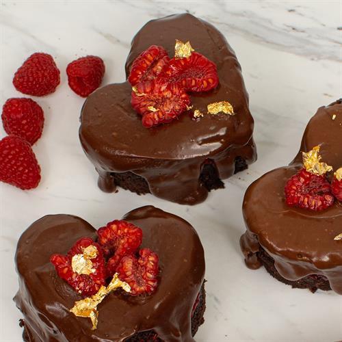 Mini Chocolate Raspberry Heart Cakes