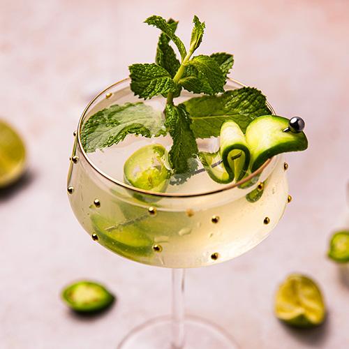 NYE Cucumber Serrano Mocktail