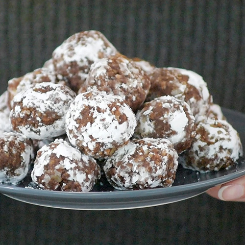 Date, Walnut, and Coconut Bourbon Balls Recipe